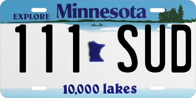 MN license plate 111SUD