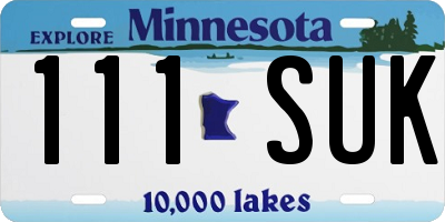 MN license plate 111SUK