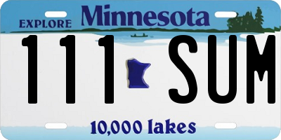 MN license plate 111SUM