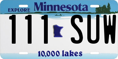MN license plate 111SUW