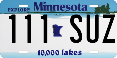 MN license plate 111SUZ