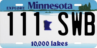 MN license plate 111SWB