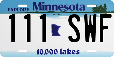MN license plate 111SWF