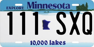 MN license plate 111SXQ