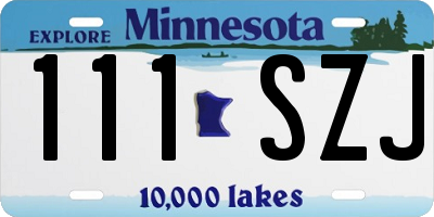MN license plate 111SZJ