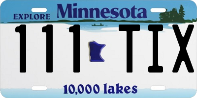 MN license plate 111TIX