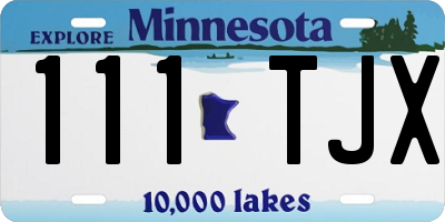 MN license plate 111TJX