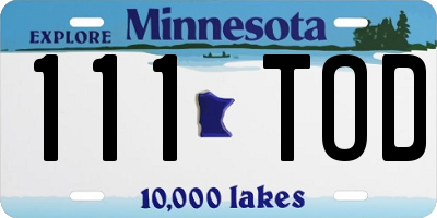 MN license plate 111TOD