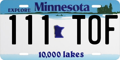MN license plate 111TOF