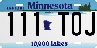 MN license plate 111TOJ