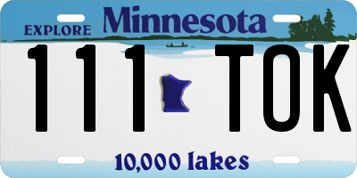 MN license plate 111TOK