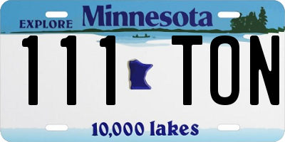 MN license plate 111TON