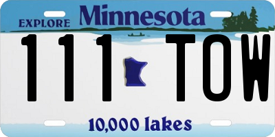 MN license plate 111TOW