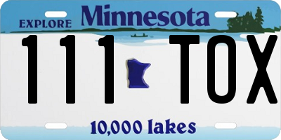 MN license plate 111TOX