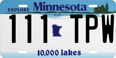 MN license plate 111TPW