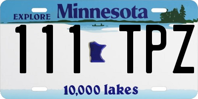 MN license plate 111TPZ