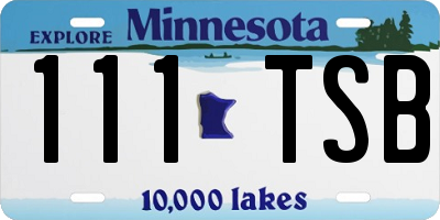MN license plate 111TSB