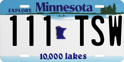 MN license plate 111TSW