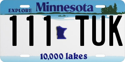 MN license plate 111TUK