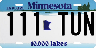 MN license plate 111TUN