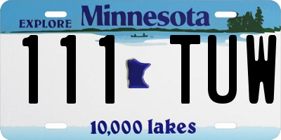 MN license plate 111TUW