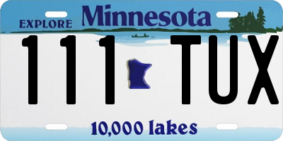 MN license plate 111TUX