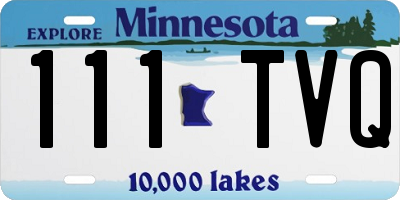 MN license plate 111TVQ