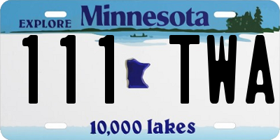 MN license plate 111TWA