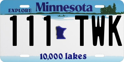 MN license plate 111TWK