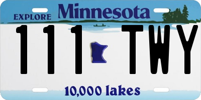 MN license plate 111TWY