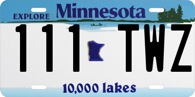 MN license plate 111TWZ