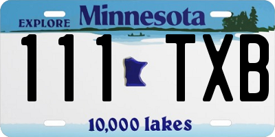 MN license plate 111TXB