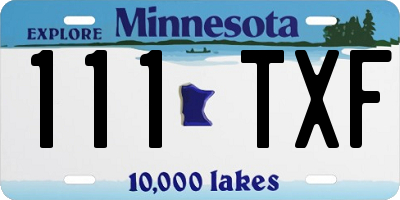 MN license plate 111TXF