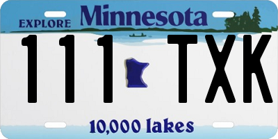 MN license plate 111TXK