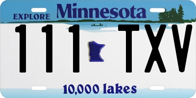 MN license plate 111TXV