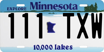 MN license plate 111TXW