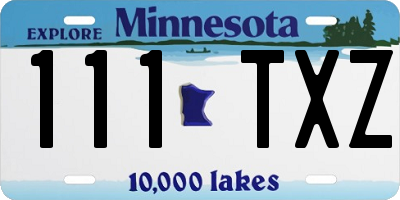 MN license plate 111TXZ