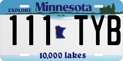 MN license plate 111TYB