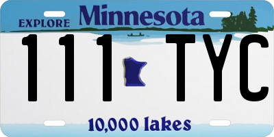 MN license plate 111TYC