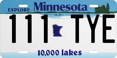 MN license plate 111TYE