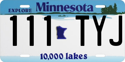 MN license plate 111TYJ