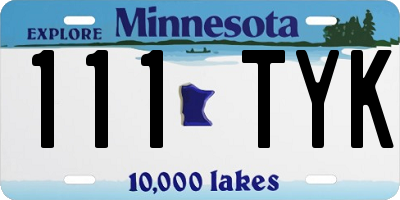 MN license plate 111TYK
