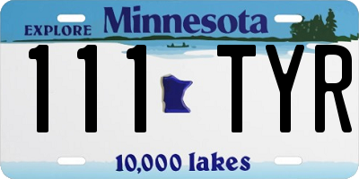 MN license plate 111TYR
