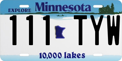 MN license plate 111TYW