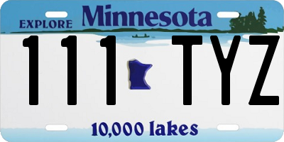 MN license plate 111TYZ