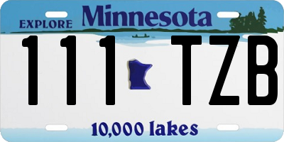 MN license plate 111TZB