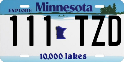 MN license plate 111TZD
