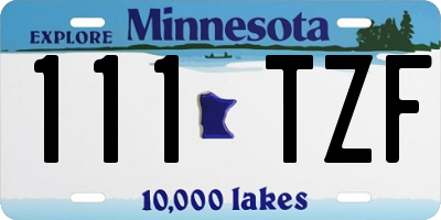 MN license plate 111TZF
