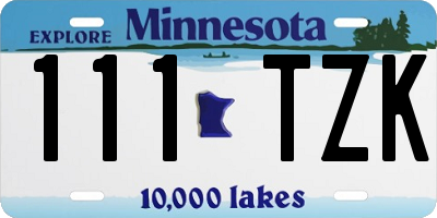 MN license plate 111TZK
