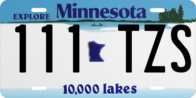 MN license plate 111TZS